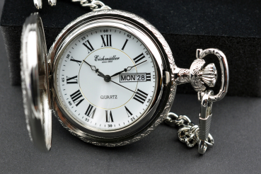 Eichmüller Taschenuhr mit Kette silbrig - Miyota Quarz Uhrwerk